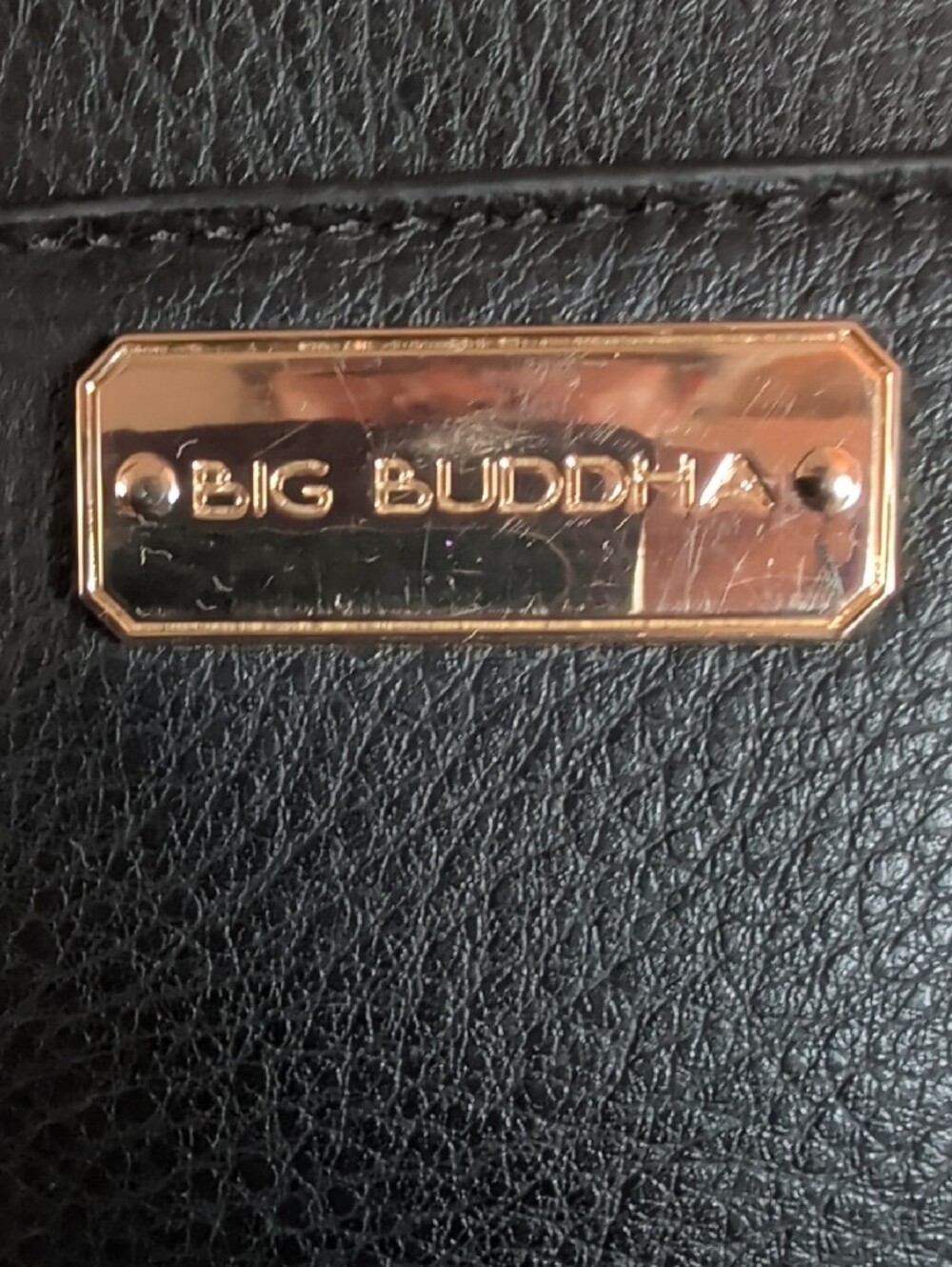 Big Buddha, Chic Black Women's Satchel Handbag with Gold Hardware. - Picture 3 of 12